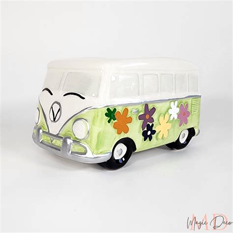 Ceramic Vw Bus Planter Hippie Bus Ceramic Planter Groovy 70s 80s Festive Car For Plants