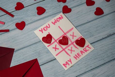 Valentines Day Text YOU WON MY HEART And Tic Tac Toe Game Postcard