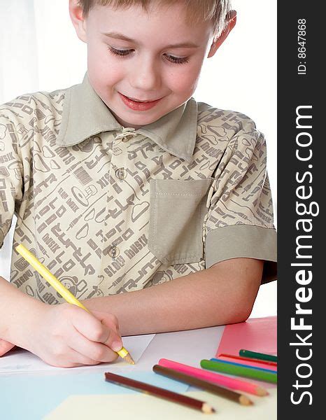 Boy Red Pencil Free Stock Photos Stockfreeimages