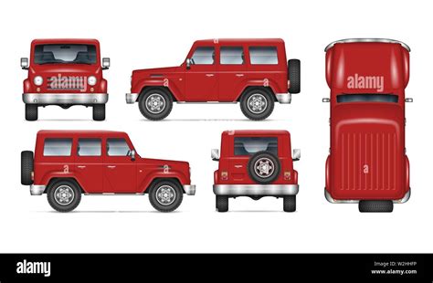 Red Suv Car Vector Mockup For Vehicle Branding Advertising Corporate