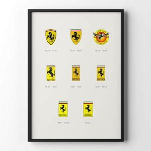 Ferrari Logo Evolution Retro Car History Print Vintage - Etsy