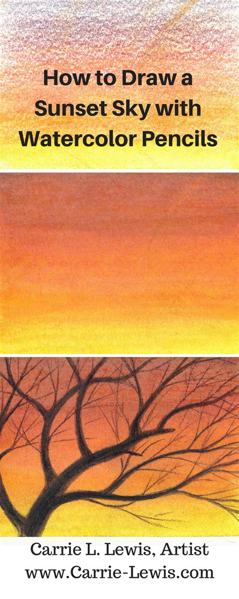 Sunset Drawing Easy Colored Pencil / Sunset scenery drawing in pencil ...