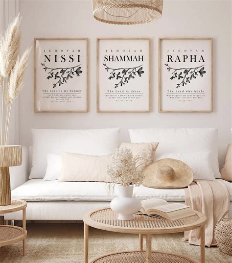 Hebrew Names Of God Set Of Wall Art Prints Bible Verse Etsy