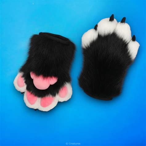 Black Cat Paws Pink Paws Furry Paws Cosplay Gloves Fluffy Cat Paws