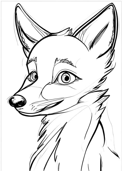 Premium Photo | A drawing of a fox with a black and white outline