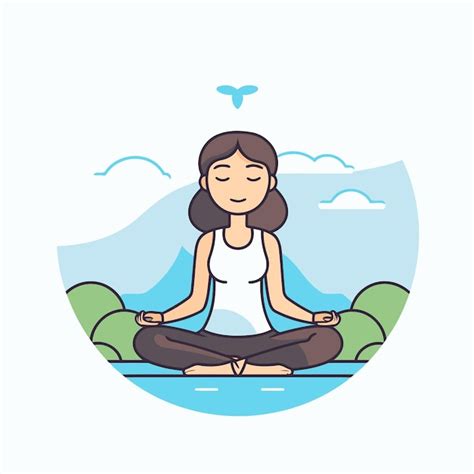 Ilustraci N Vectorial De Una Mujer Meditando En Posici N De Loto En El