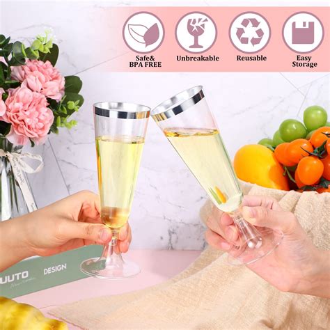 CHENGU 200 Pack Champagne Flutes Plastic 5 Oz Plastic Wine Glasses