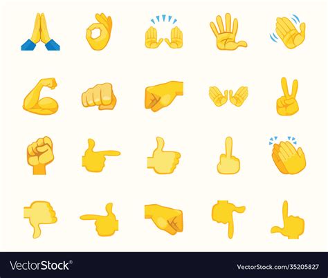 All hand emoji gesture hand gesture emoticons Vector Image