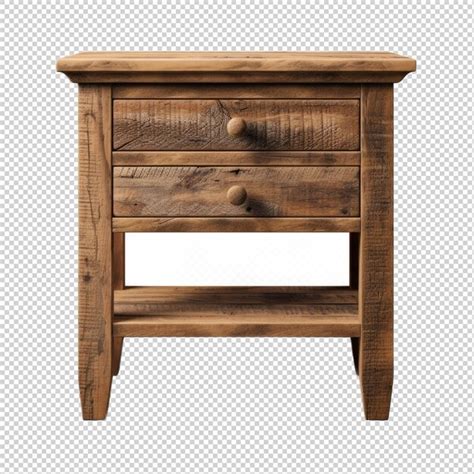 Premium Psd Reclaimed Wood Nightstand Isolated On Transparent