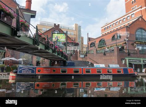 Canal Boats Along The Beautiful And Picturesque Birmingham Canals In