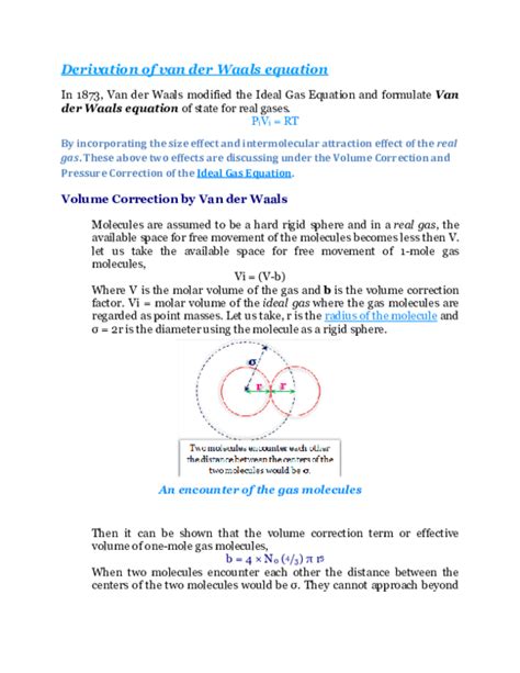 (PDF) Van der Waals equation