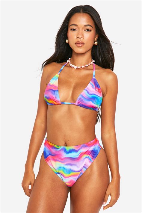 Swimwear Marble Triangle Bikini Top Boohoo