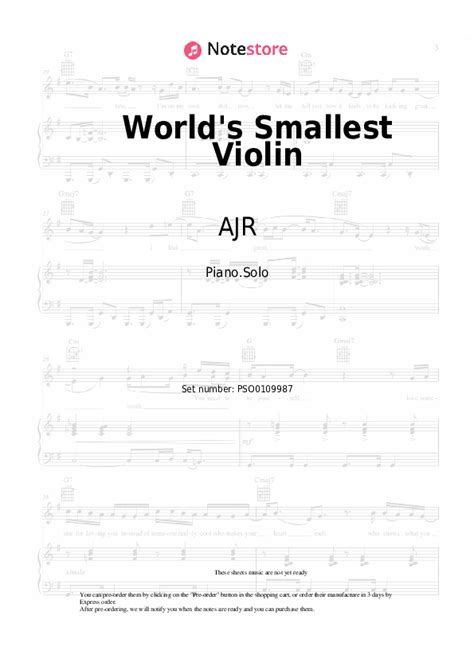 Worlds Smallest Violin Piano Sheet Music Ajr In Note Piano