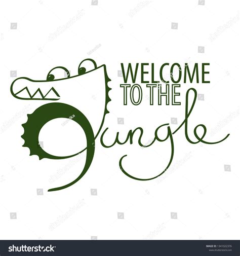 Welcome Jungle Funny Cute Text Vector Stock Vector (Royalty Free ...