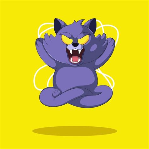 Premium Vector | Scary cat cartoon vector illustration