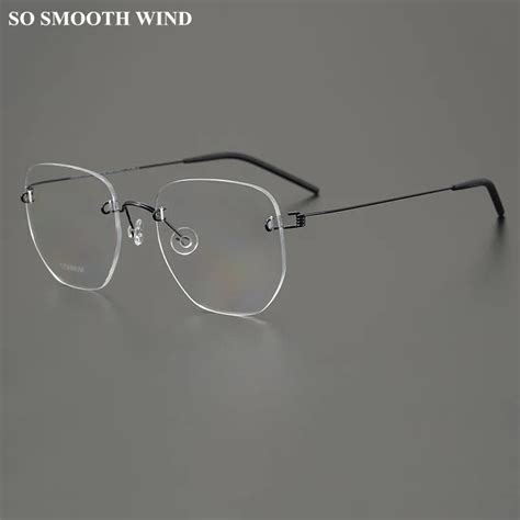 Denmark Brand Rimless Titanium Glasses Frame Screwless Men Women Square Prescription Eyeglasses