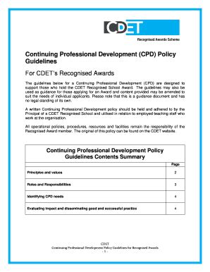 Fillable Online Continuing Professional Development CPD Policy Fax