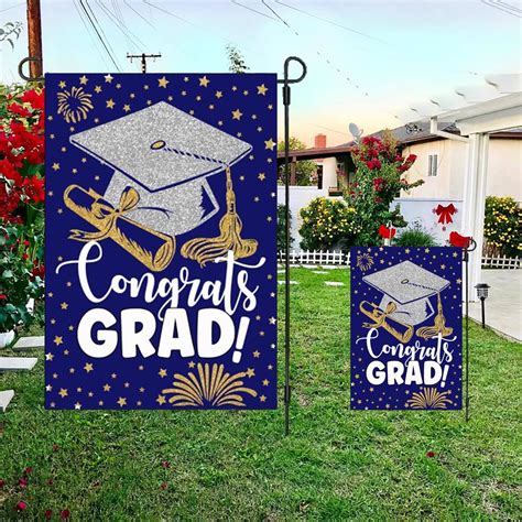 Happygradd Congrats Class Of 2024 Graduation Garden Flag