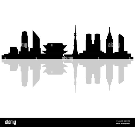 Tokyo skyline silhouette Black and White Stock Photos & Images - Alamy