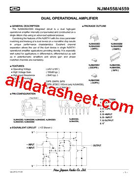 4558 Datasheet PDF New Japan Radio