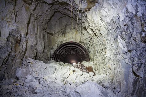 The Collapse in the Chalk Mine, Tunnel with Traces of Drilling Machine ...