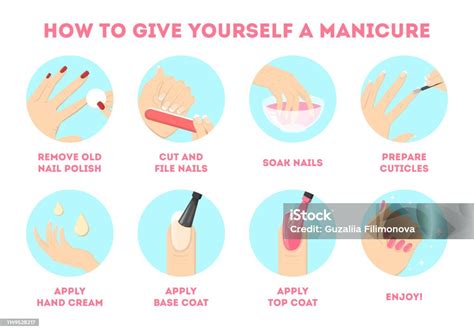 How To Give Yourself Manicure At Home Stock Illustration Download