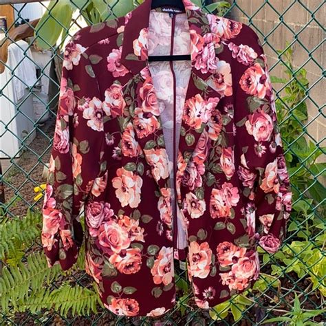 Charlotte Russe Jackets And Coats Pink Floral Blazer Poshmark