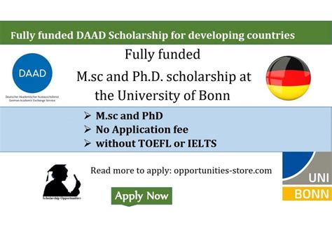 Ph D And M Sc Daad Scholarship At The University Of Bonn