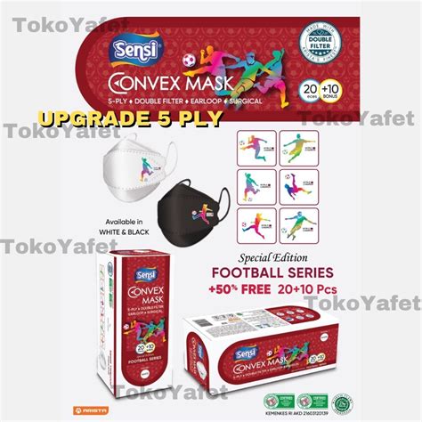 Jual Masker SENSI CONVEX 5 PLY FOOTBALL SERIES Earloop Double Filter