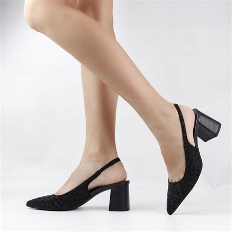 Scarpin Slingback Hot Fix Preto