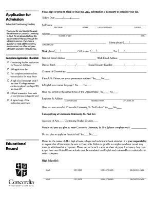 Fillable Online Www2 Csp Printable Application Concordia University