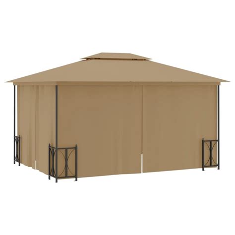 Tonnelle Avec Parois Et Toit Double 3x4 M Taupe Sur Jardinao