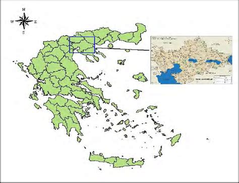 Orientation map of the study area, Prefecture of Thessaloniki, Greece ...