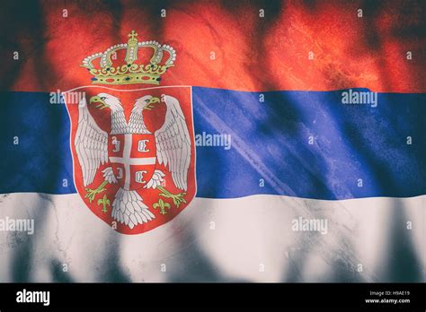 D Rendering Of An Old Republic Of Serbia Flag Waving Stock Photo Alamy