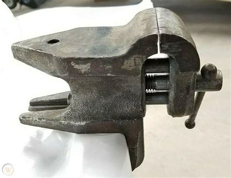 Vintage Small Clamp On Bench Vise With Anvil Jeweler Gunsmith Vise