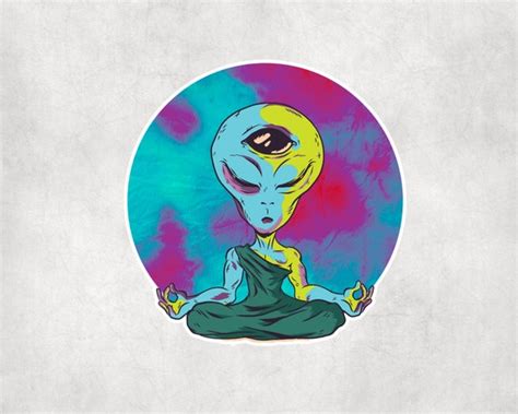 Alien Third Eye Meditating Vinyl Sticker Stickers Decal Decals Etsy