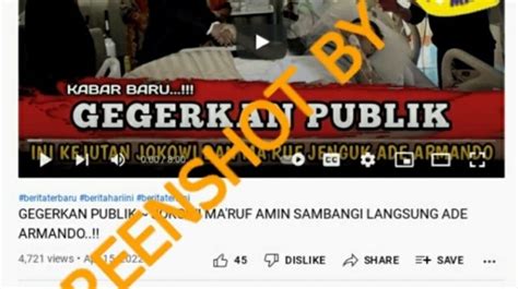 Cek Fakta Heboh Foto Jokowi Dan Ma Ruf Amin Menjenguk Ade Armando Di