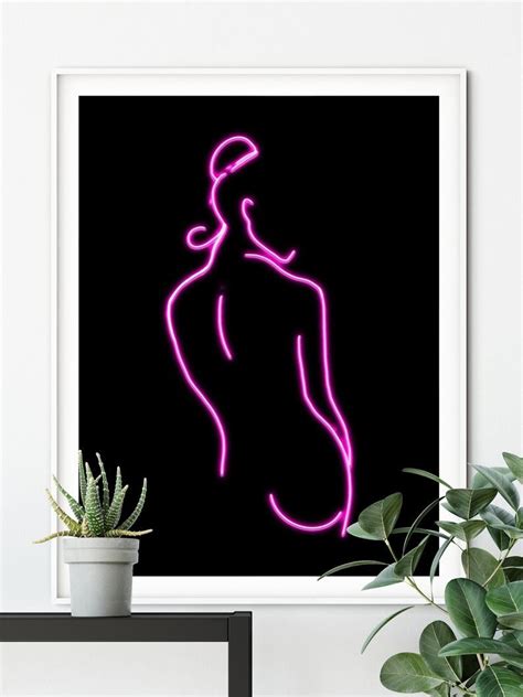 Neon Pink Printable Female Figure Neon Sign Wall Art Neon Etsy Neon