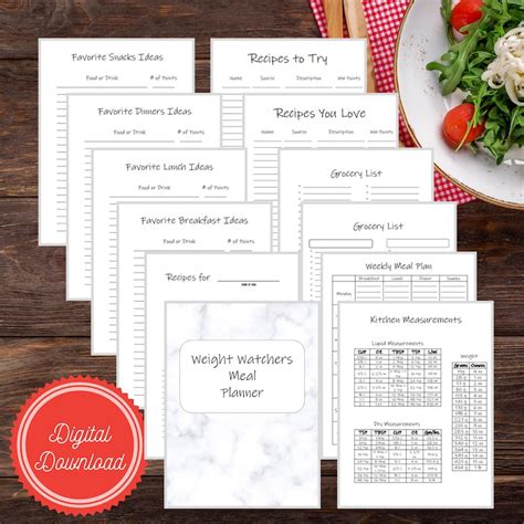 Meal Planner Weight Watchers Recipes Weight Watchers Meal Planner Etsy