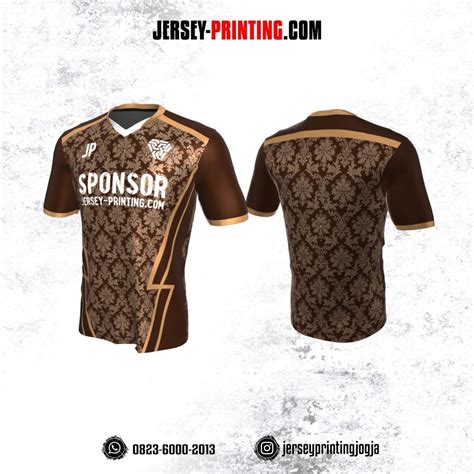 Jersey Atasan Badminton Volly Lari Futsal Coklat Krem Motif Batik