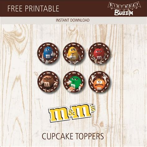 Free Printable Mandm Cupcake Toppers Birthday Buzzin