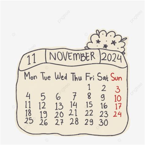 November 2024 Calendar Simple Doodle November 2024 Calendar Png