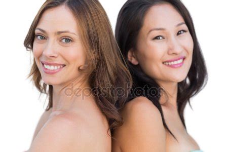 Beautiful Nude Models Posing Head Against Head Stock Photo