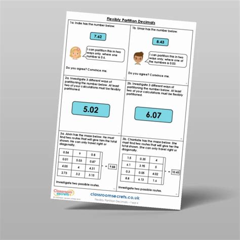 Flexibly Partition Decimals Reasoning And Problem Solving Resource Classroom Secrets