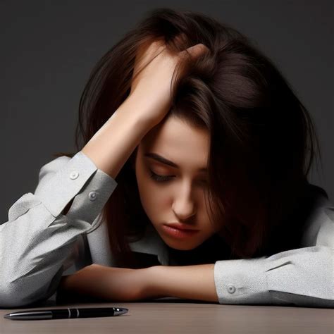 Premium Ai Image Young Woman Stressed And Tired From Work On Plain