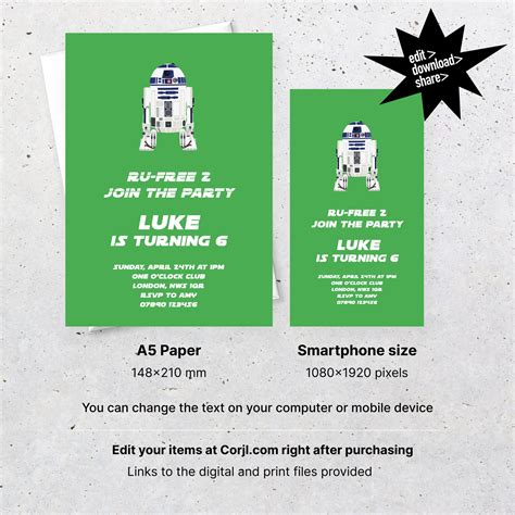 Sci Fi Birthday Party Invitation Star Invite Editable Template