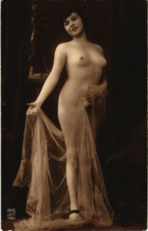 Pc Cpa Risque Nude Female Lady With Statue Real Photo Postcard