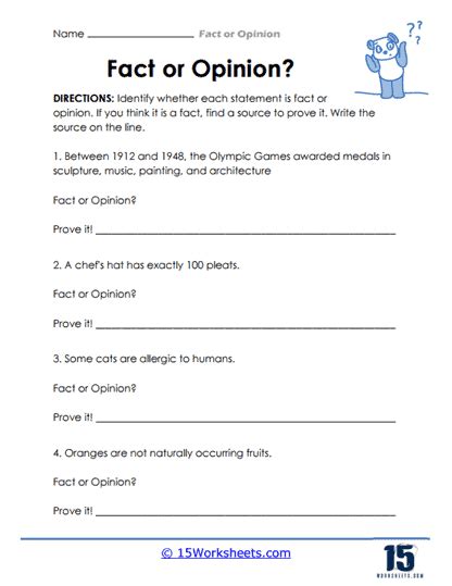 Fact Or Opinion Worksheets 15