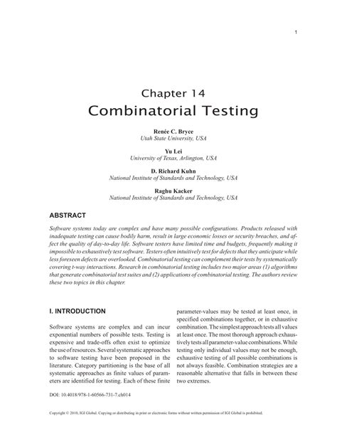 (PDF) Combinatorial Testing