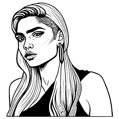 Blonde Latina Coloring Page · Creative Fabrica